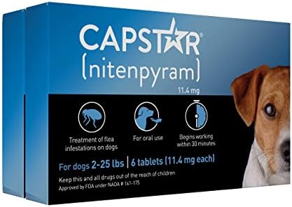  CAPSTAR (nitenpyram) Oral Flea Treatment For Dogs, Fast Acting Tablets Start Killing Fleas In 30 Minutes, Medium & Large Dogs (Over 25 Lbs), 6 Doses