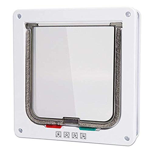 GENERIC Door M Size Cat Flap Door With 4 Way Lock Security Flap Door For Dog Cat Kitten Small Gate Door Kit Cat Door 2Pcs White