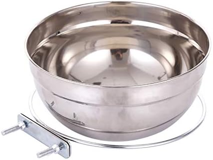  RiamxwR Pet Food Water Bowl With Clamp Holder Stainless Steel Coop Cup Hanging Feeder For Dog Bird Parrot Cat Rabbit Wall Mounted Pet Dog Cat Feeder Parrot Feeding Cups Birds Food Dish