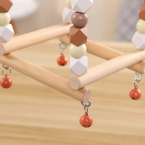  JYDQM 1PC Natural Wooden Parrots Toy Hanging Swing Perch Birds Colorful Wooden Beads Bird Supplies Parrot CageToys (Color : B)