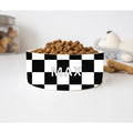 GENERIC Personalized Black & White Checkered Pet Bowl, Dog Bowls, Ceramic Food Bowls For Pets Available In Two Sizes