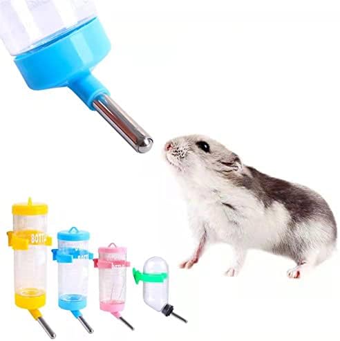  AACARB Cat Water Dispenser, Plastic Hamster Drinker Water Bottle Dispenser Feeder Hanging Pet Dog Guinea Pig Squirrel Rabbit Drink Head Tube Fountain (Size : Yellow, Color : 80ml)