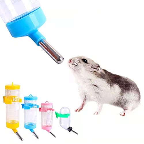  AACARB Cat Water Dispenser, Plastic Hamster Drinker Water Bottle Dispenser Feeder Hanging Pet Dog Guinea Pig Squirrel Rabbit Drink Head Tube Fountain (Size : Yellow, Color : 80ml)
