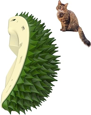  UPIKIT Durian Multifunctional Toys, Durian Cat Scratcher, 1/2PCS Durian Shape Cat Comb, Massaging And Removing Floating Hair Cat Dog Toys, For Any Different Flat Surfaces Or Corners (Yellow+Green)