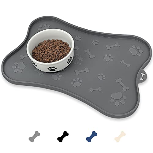  KPWACD Pet Placemat For Dog And Cat, Mat For Prevent Food And Water Overflow, Suitable For Small, Medium And Big Pet, Grey, Silicone