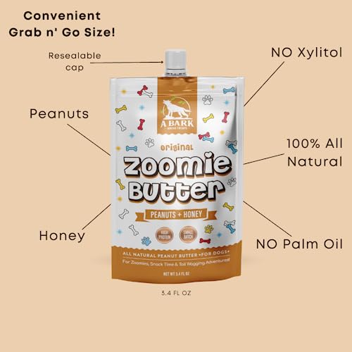  Lick Mat & Zoomie Butter Original Dog Peanut Butter Squeeze Pack (2 Pack + Spatula Included) Slow Feeder, Travel Friendly, Easy To Squeeze