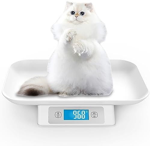  Digital Pet Scale With Tray - Perfect For Puppies, Newborns, Cats, Hamsters, Hedgehogs And Other Small Animals - 33lb/0.03oz Accuracy - White