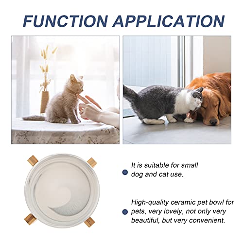  Balacoo Pet Food Bowl Ceramic Water Bowl Ceramic Cat Bowl With Raised Wood Stand Pet Feeding Bowl Kitten Dishes Cat Anti- Skid Water Feeder For Cats Small Dogs Grey Bunny Feeder