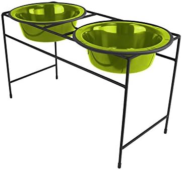  Platinum Pets Double Diner Feeder With Stainless Steel Dog Bowls, 3.5 Cup/28 Oz, Midnight Black, Medium