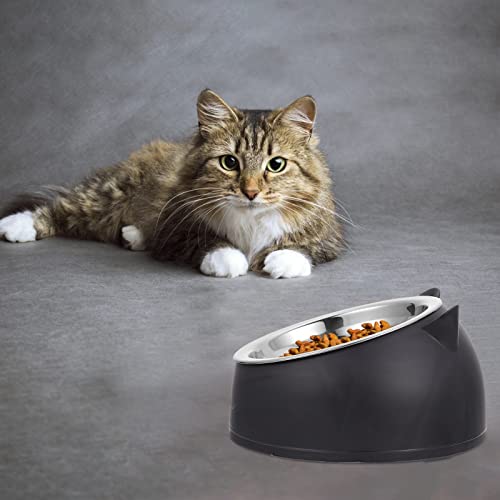 Hemobllo Stainless Steel Cat Bowl Non- Slip Puppy Base Cat Food Drinking Water Feeder