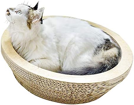  Fhony Cat Scratching Column Relaxing Bed Cat Scratching Board With Catnip Durable Recycled Board Cushion Ball Toy Bell High-Density Recycled Corrugated Cat Scratcher Cat Toy Bowl,Large