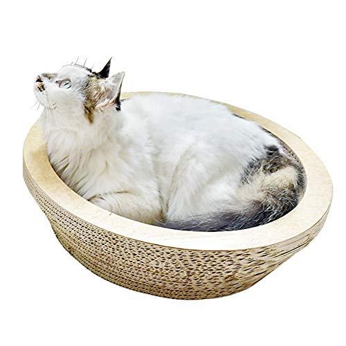  Fhony Cat Scratching Column Relaxing Bed Cat Scratching Board With Catnip Durable Recycled Board Cushion Ball Toy Bell High-Density Recycled Corrugated Cat Scratcher Cat Toy Bowl,Large