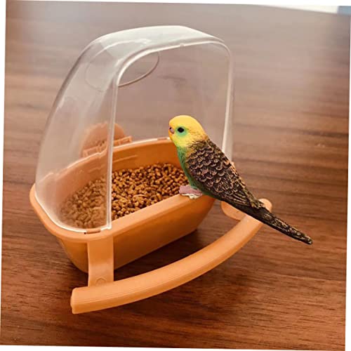  EVANEM Bird Food Box Clear Bird Feeder Bird Cages For Cockatiels Bird Cage Feeder Bird Coop Cup Bird Cage Bowl Parrot Feeder With Perch Bird Feeder With Stand Parrot Food Feeder Pet 2pcs