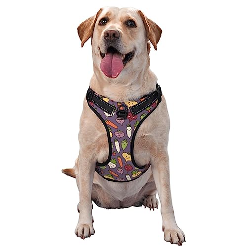  Cartoon Vegetable Food No Pull Dog Harness For Large Dogs No Pull Dog Leash, Adjustable Large Dog Harness Reflective Dog Vest Harness, Easy Walk Dog Harness For Medium Dogs No Pull Pet Harness