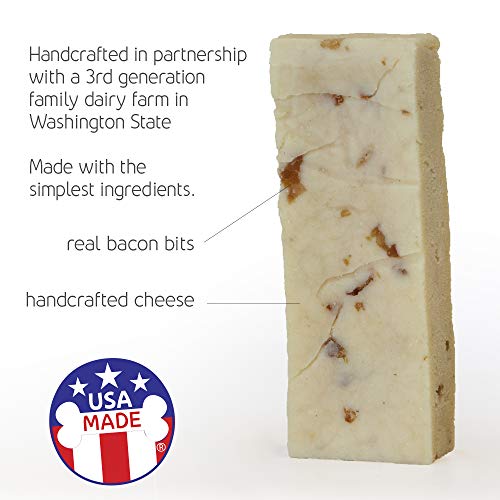  Himalayan Dog Chew Yak Cheese Dog Chews, 100% Natural, Long Lasting, Gluten Free, Healthy & Safe Dog Treats, Lactose & Grain Free, Protein Rich, Large Dogs 55 Lbs & Smaller, Real Bacon Bits, 3.3 Oz
