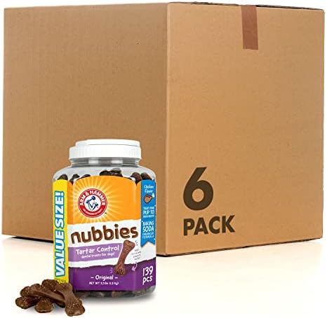 Arm & Hammer For Pets Nubbies Dental Treats For Dogs From Arm And Hammer - Dog Dental Chews Fight Bad Dog Breath, Plaque & Tartar-Dog Dental Care, 139 Count(Pack Of 1)