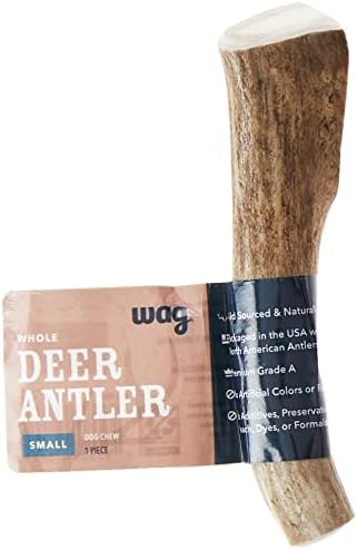  Amazon Brand - Wag Dog Elk Antler Chew, Naturally Shed, Whole, Medium 6-7.5 Inches (Best For Dogs 15-30 Lbs)