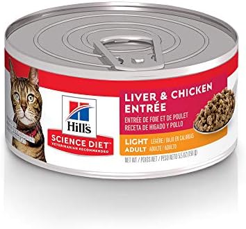  Hill's Science Diet Wet Cat Food, Adult, Light, Liver & Chicken, 5.5 Ounce(Pack Of 24)