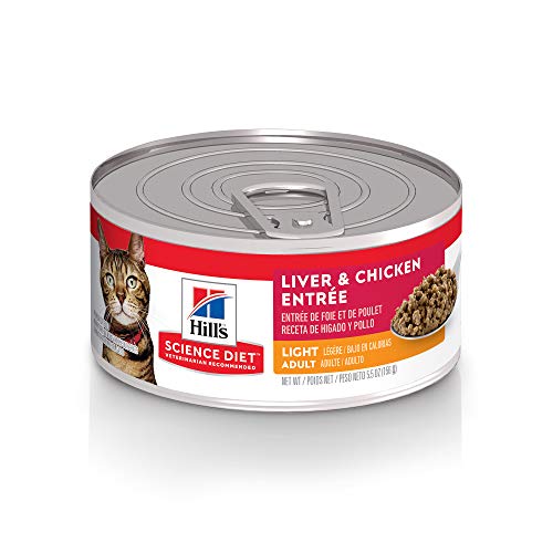  Hill's Science Diet Wet Cat Food, Adult, Light, Liver & Chicken, 5.5 Ounce(Pack Of 24)