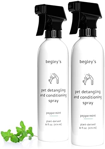  Begley's Natural Pet Detangling Spray - Premium Essential Oil Scented Detangler Spray For Dogs, Puppies & Cats - Dog Leave In Conditioner Spray - Dematting Spray For Dogs & Pets - 16 Oz, Baby Powder