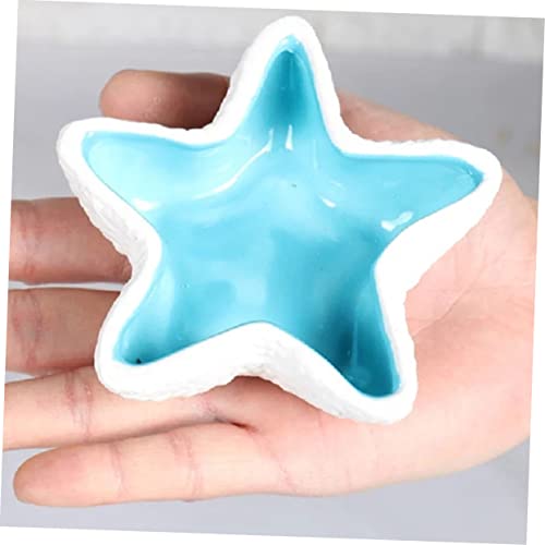  EVANEM 2pcs Pentagram Food Bowl Bird Cage Feeder Ceramic Water Bowl Bunny Feeder Hamster Feeding Bowl Small Pet Feeder Bird Cage Water Food Feeder Pet Food Bowl Pet Supply Blue Ceramics