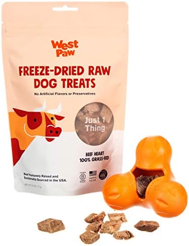  WEST PAW Dog Chew Toy And Puppy Training Treats Bundle, Zogoflex Tux Treat Dispensing Dog Chew Toy, Granny Smith, Small And Beef Heart Freeze-Dried Raw Dog Treats, Made In USA