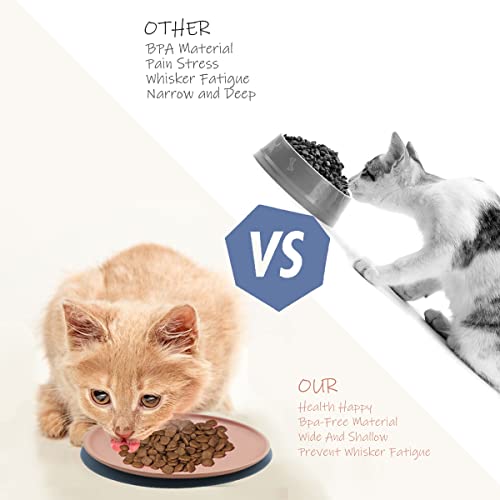  NIXBYO Cat Bowls,Ceramic Cat Dish For Food And Water - Wide And Shallow Design To Prevent Whisker Fatigue In Kittens And Cats, Suitable For Dogs Too - Includes 6" Flat Bowl For Cat Food
