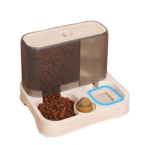  Automatic Pet Feeding Set, Small Dog And Cat Bowls For Food And Water, 1L Feeder And 2.8L Water Dispenser, Ideal For All Breed, 2-Pack（Grey）