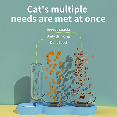  AYENCI Cat Automatic Water, Automatic Feeder Cat Bowl Pet Dog Bowl With Water Fountain Bottle Feed Water Feeder Bowl For Cats Food Feeer Dish Container (Color : Blue)