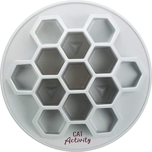  TRIXIE Cat Activity Slow Feeder - Bee Hive Design, Cat Bowl, Cat Food Plate, Pet Feeding Bowl, Helps Stop Bloat, Prevents Obesity, Improves Digestion, White