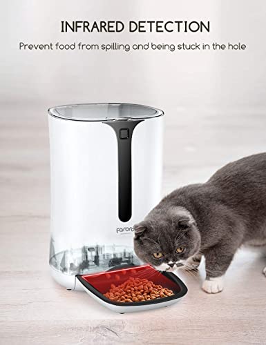  Automatic Cat Feeder, Faroro Dog Food Dispenser For Small Pets With Distribution Alarms, Portion Control, Voice Recorder And Programmable Timer For Up To 4 Meals Per Day