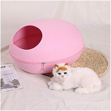  YangYan Pet Cat Bed Cave Sleeping House Nest Kennel Felt Cloth Zipper Pet Cat Basket Egg Shape Pet Bed Mat Cushion For Cats Small Dogs (Color : D, Size : 47x39x25cm)