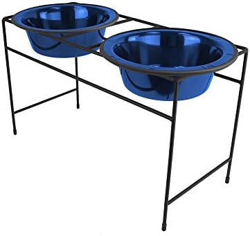  Platinum Pets Double Diner Feeder With Stainless Steel Dog Bowls, 3.5 Cup/28 Oz, Midnight Black, Medium