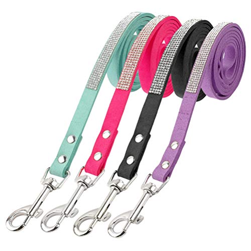  DOILNXH Suede Rhinestone Dog Harness And Leash Set Soft Diamante Pet Harness And Lead Step In For Small Medium Dogs Chihuahua Yorkshire Blue M