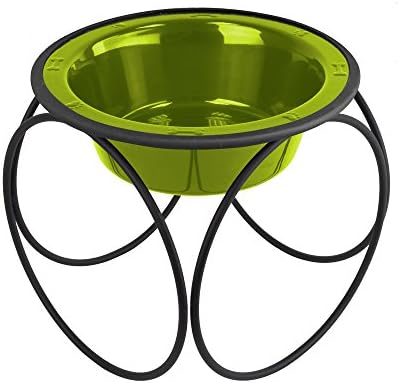  Platinum Pets Olympic Single Diner Feeder With Stainless Steel Dog Bowl, Large, Midnight Black