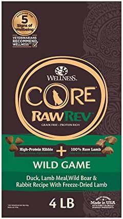  Wellness CORE RawRev Grain-Free Dry Small Dog Food, Natural Ingredients, Made In USA With Real Freeze-Dried Meat (Adult, Small Breed, 4 Lbs)