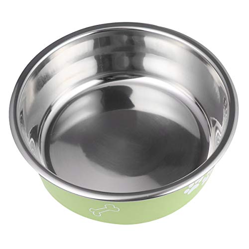  POPETPOP Dog Cat Feeding Dish Puppy Feeder Dog Food Bowl - Stainless Steel Bowl Feeding Bowl - Round Anti- Water&Food Dispencer For Puppy Cat And Kitten Puzzle Metal Dog Food Feeder