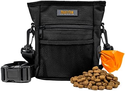  Mighty Paw Dog Treat Pouch 2.0 | Pet Training Hands-Free Snack Bag W/Strap. Holds 2 Cups Kibble, Poop Bags, Phone & Keys. Magnetic Clasp & Waist Belt Clip. Includes 1 Roll Of Poop Bags (Orange/Black)
