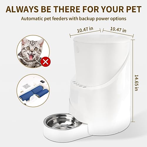  LZHPET Automatic Cat Feeders, 5L Timed Dry Food Dispenser, Up To 7 Meals Per Day, Unclogging Design, Desiccant Bag、Stainless Steel Bowl Included, 20-Second Voice Recording, For Cats/Small Dogs, White
