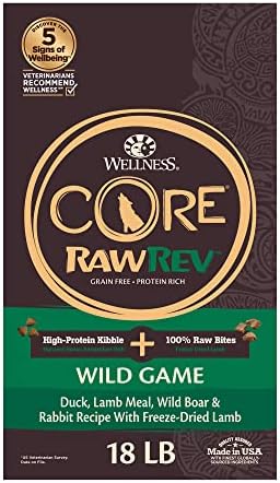  Wellness CORE RawRev Grain-Free Dry Dog Food, Natural Ingredients, Made In USA With Real Freeze-Dried Meat (Adult, Healthy Weight, 4 Lbs)