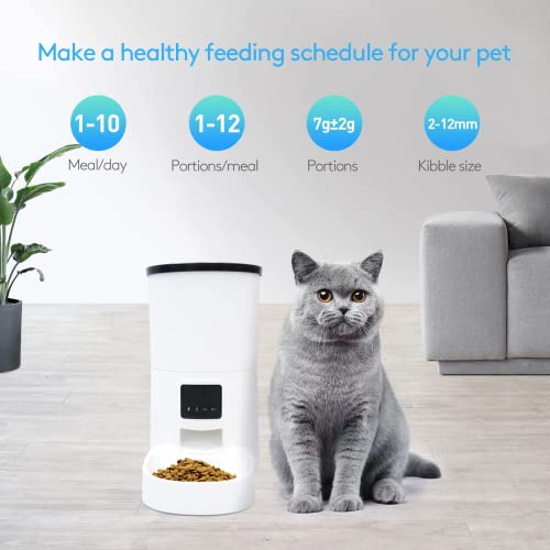  Automatic Pet Feeder, GULIGULI 4L Smart Pet Feeder For Cats And Dogs By WiFi, Auto Pet Food Dispenser With Smartphone Control, 12 Portions Controlled By App With Voice Recorder Up To 10 Meals Per Day