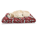  Ambesonne Peppers Pet Bed, Pattern Of Chili Peppers With Dotted Background Vegan Spicy Food Theme, Chew Resistant Pad For Dogs And Cats Cushion With Removable Cover, 24" X 39", Vermilion Ruby Green