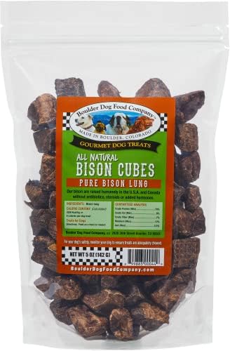  Bison Cubes: Pure Bison Dog Treats - All Natural Treats For Dogs. Vet Approved, Single Ingredient, Grain Free, Healthy & Nutritious Real Meat, Low Calorie Treats For Dogs (Bison Lung, 16oz)