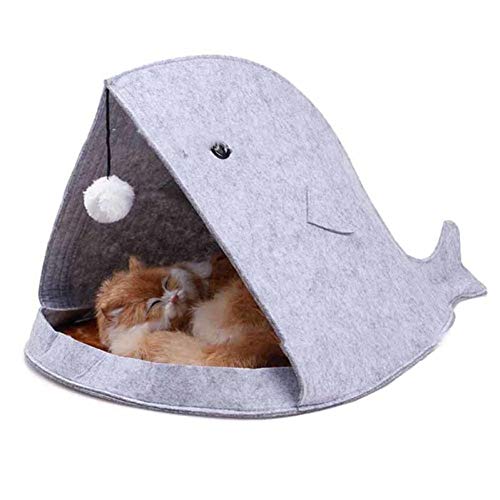  Cute Pet Bed Shark Shaped Cat Cave House Decorative Comfy Pet Nest Soft Small Animal Felt House