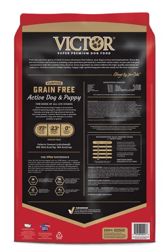  Victor Super Premium Dog Food – Grain Free Active Dog & Puppy – Dry Dog Food With 33% Protein, Gluten Free - For High Energy Dogs, 30lbs