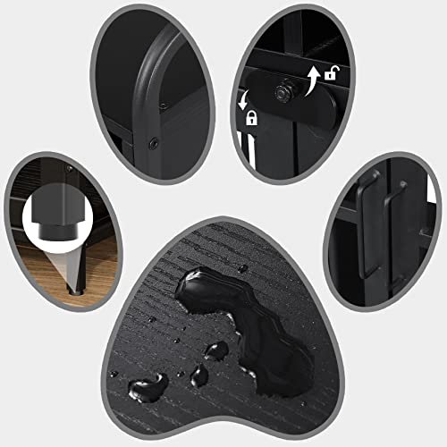  Saudism Dog Crate For Large Dogs, Black Furniture Dog Crate, Large Dog Kennel Indoor, Heavy Duty Wood Dog Cage Table With Drawers Storage, Sturdy Metal, Inner Size: 39.4" L X 22.5" W X 23.3" H