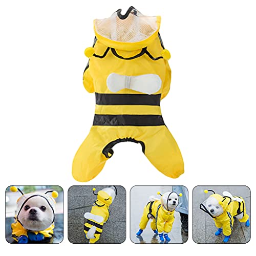  1 Pc Pet Bee Shaped Rain Slicker Hooded Raincoat Stylish Pet Raincoat For Dog Dog Sweater