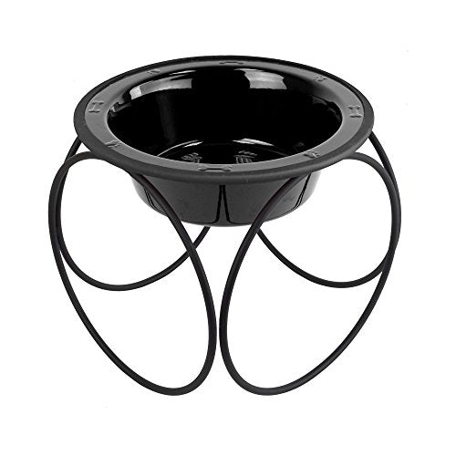  Platinum Pets Olympic Single Diner Feeder With Stainless Steel Dog Bowl, Large, Midnight Black