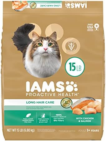  Iams Proactive Health Long Hair Care Adult Dry Cat Food With Real Chicken, 6 Lb. Bag