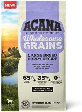  ACANA Wholesome Grains Dry Dog Food, Puppy Recipe, Real Chicken, Eggs And Turkey Dog Food Recipe, 11.5lb